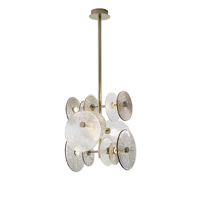 Люстра Ceiling Lamp in Champagne Finish Brass Decorative Glass  фото 1